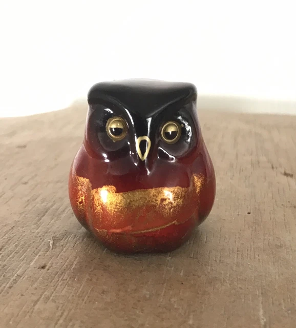 Broche Vintage Dorée émaillée Chouette/hibou – Marque ORENA PARIS, Bon état D'usage
