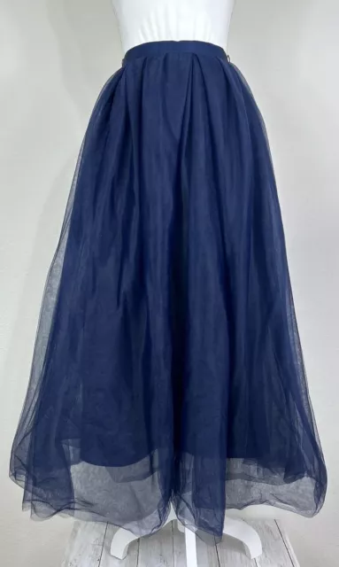 NEW J.Crew Tulle Ball Midi Skirt in Navy Blue w Removable Lining/ Skirt Size 0