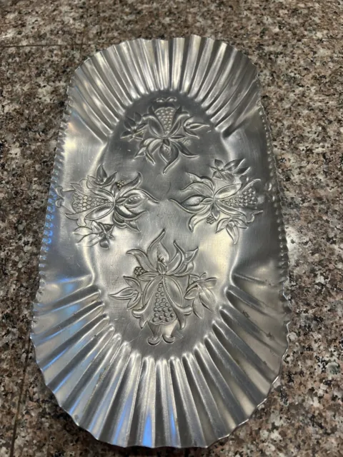 Aluminum Engraved Embossed Hammered Tray 6x11