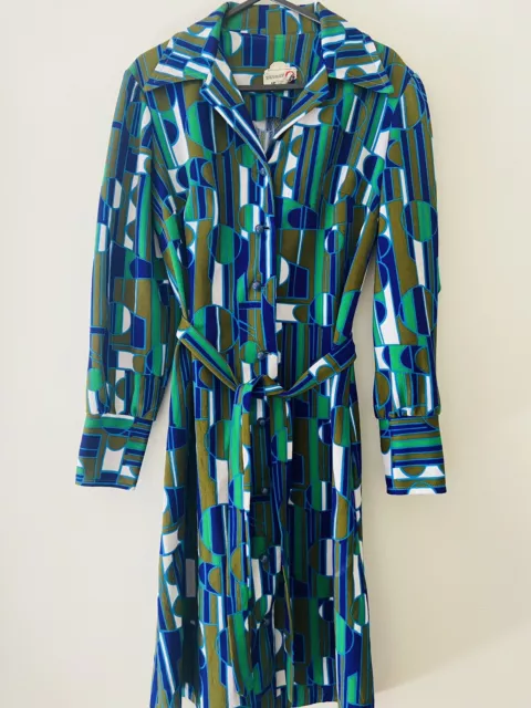 1960s Geometric abstract mod dress 14-16 Twiggy Scooter