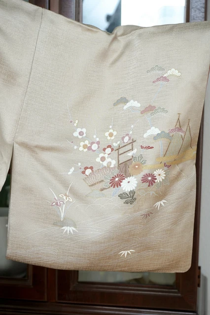 Dear Vanilla Japanese Silk Kimono Women's Robe Gown Authentic Japan Vintage Mint 4