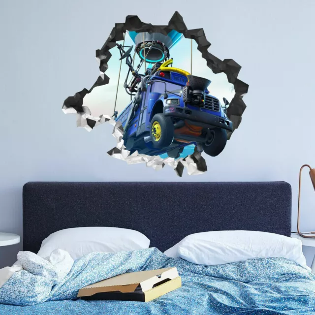 Battle bus videogame school bus custom wall decals 3d wall stickers art