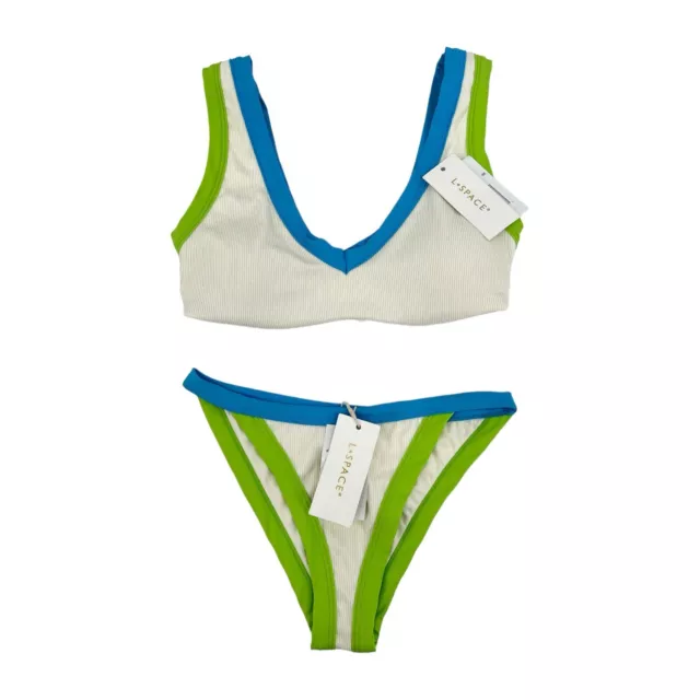 L Space Set Ribbed Lala Bikini Top and Vacay Bikini Bottom in Island Cucumber S