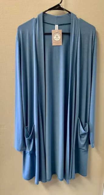 Zenana Outfitters Titanium Blue Long Cardigan Sweater Size Large