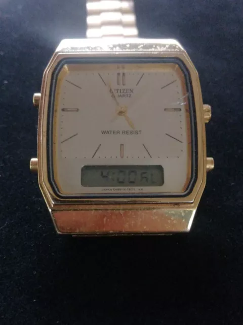 Golden Citizen Quartz Digi Analogue Vintage Day & Date  alarm  timer C480- Watch