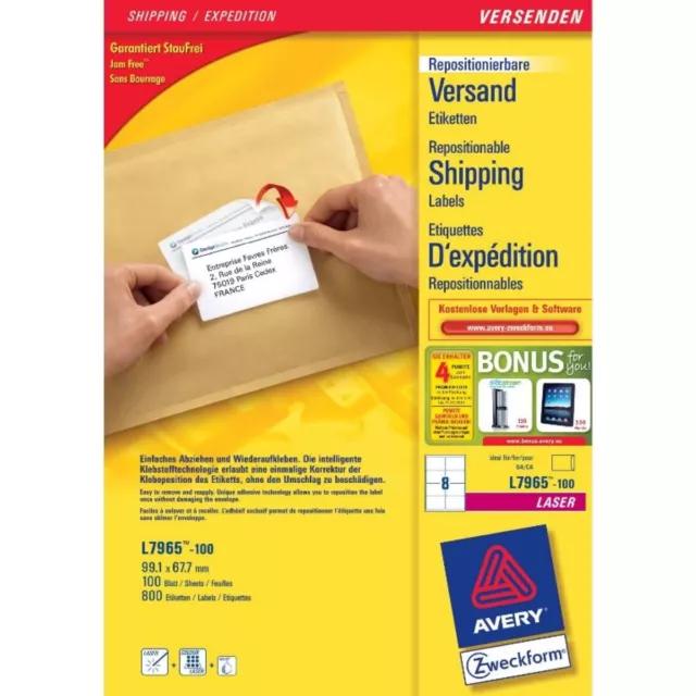 Avery 800x Étiquettes D'Adresse pour A4 Imprimante D'B4 C4 C5 E4 Enveloppes