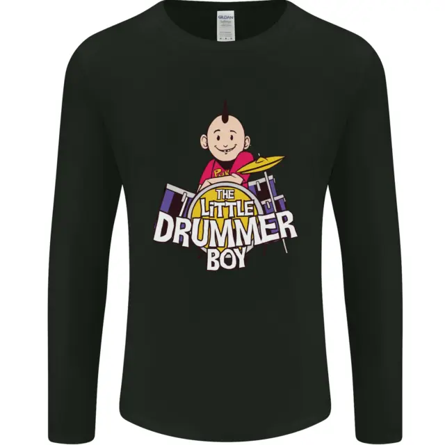 T-shirt da uomo a maniche lunghe The Little Drummer Boy divertente batteria