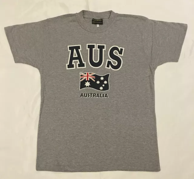 Adult Mens Womens  Australian  Souvenir  T Shirt Aussie Tee Top  Grey W/Flag