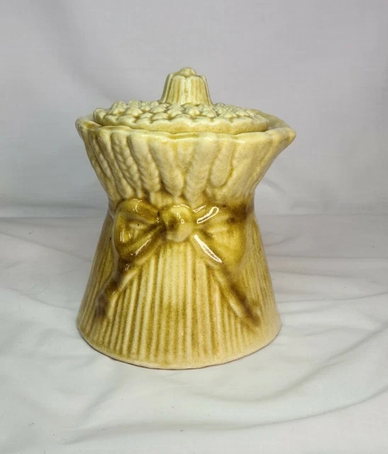 Vintage House of Webster Pottery Sheaf of Wheat Canister 6" tall/5.5" diameter