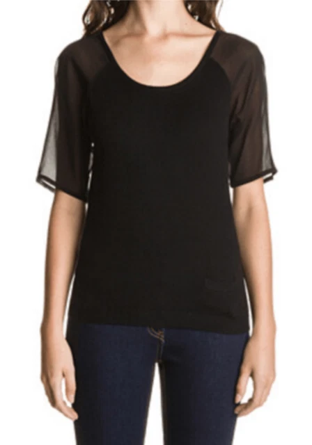 Haut Noir En Coton Mango - Taille M, Manches Courtes - Neuf Avec étiquettes