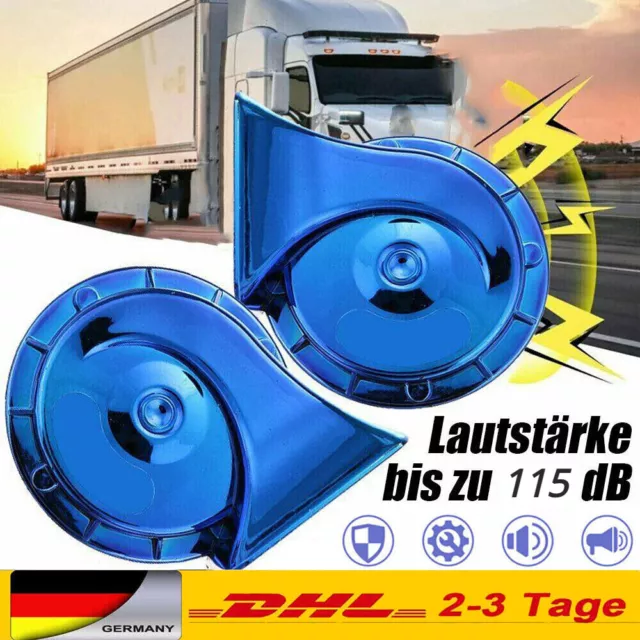 2X 400DB 12V Elektrisch-Schnecken Klang Hupe Lufthorn Laut Horn Auto Fanfare LKW 2