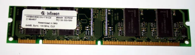 64 MB SD-RAM 168-pin PC-133U non-ECC CL3  'Infineon HYS64V8301GU-7.5-C2'