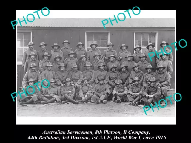 OLD 8x6 HISTORIC PHOTO OF AIF ANZAC WWI SOLDIERS 8th PLATOON B Company 1916