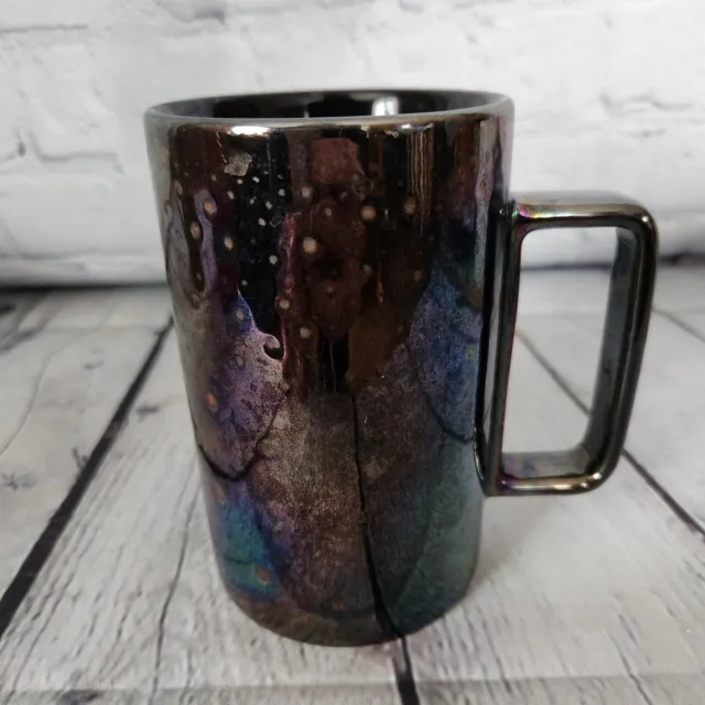 Starbucks Ceramic Coffee Mug 12 oz.- Oil Slick Iridescent Rainbow Dimpled