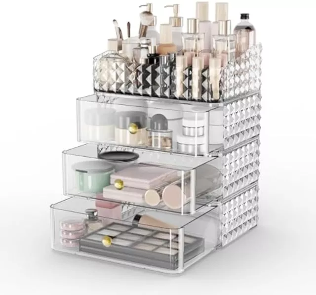 Makeup Organizer for Vanity, Stackable Cosmetics Organizer and Storage