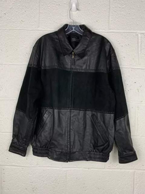Missani Le Collezioni Black Suede Leather  Bomber Jacket  Soft Lambskin Men M