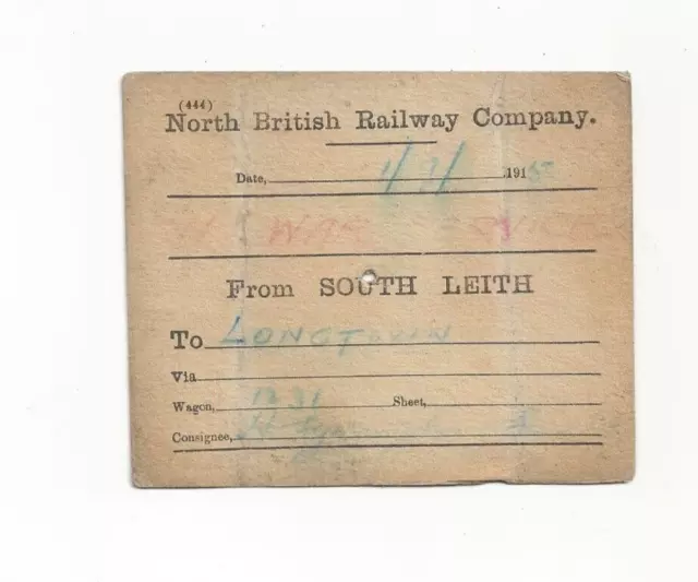 North British Railway Wagon Label from South Leith to Longtown on War Service