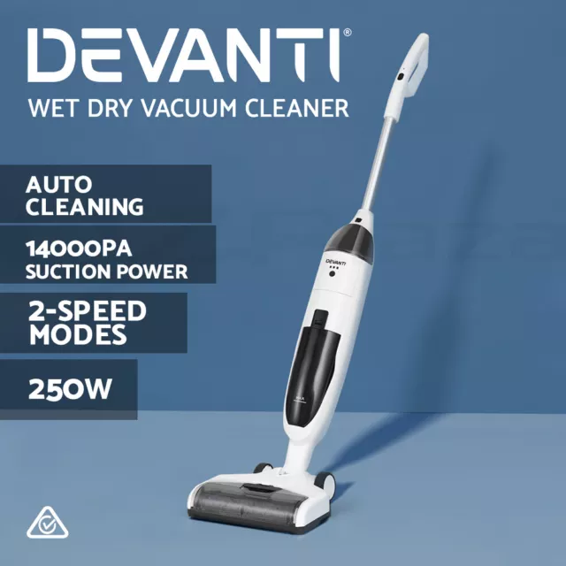 Devanti Handheld Wet Dry Vacuum Cleaner Mop Brushless Vacuums HEPA Filter 250W