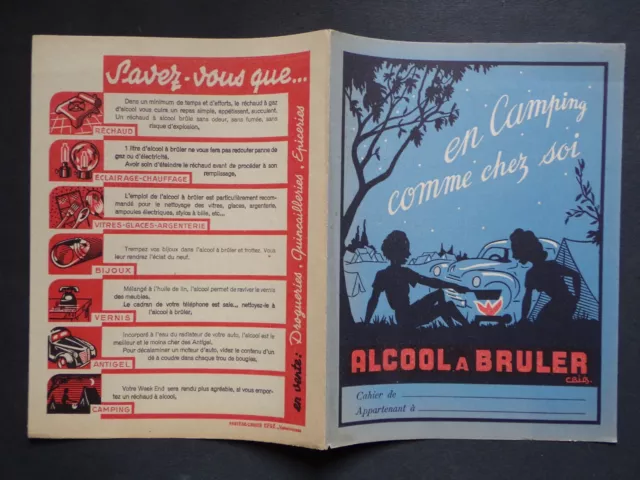 MVY-24B) ancien protège cahier ALCOOL A BRULER