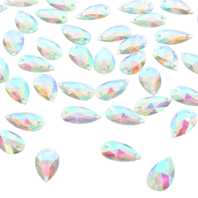 50 piezas taladro plano de resina cuentas de cristal pedrería imitación