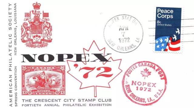 Us Special Event Cachet Cover Nopex '872 Convention New Orleans Scarce Canada