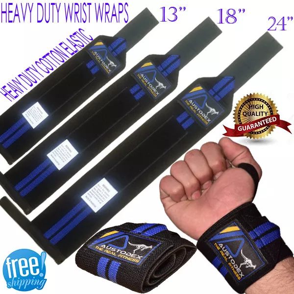 Austodex Weight Lifting Bodybuilding Gym Training Wrist Support Straps Wraps Bar