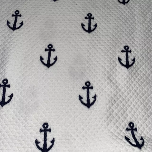 Lamont Home Matelasse shower Curtain Navy Blue Anchor Design Nautical Sailing