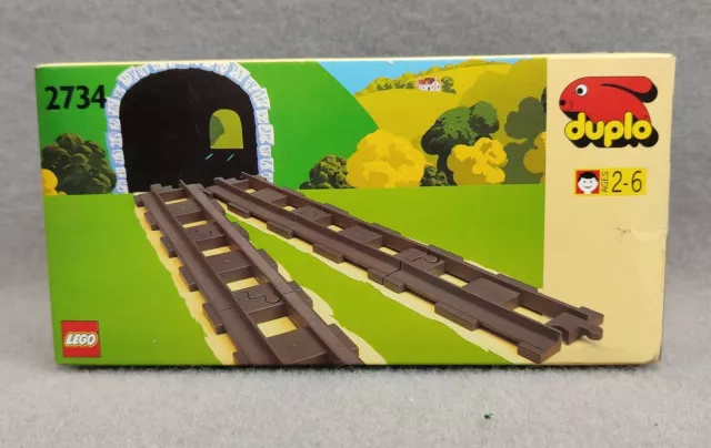 2734 LEGO DUPLO NEW DEADSTOCK ROTAIE BINARI straight track TRENO FERROVIA 1989