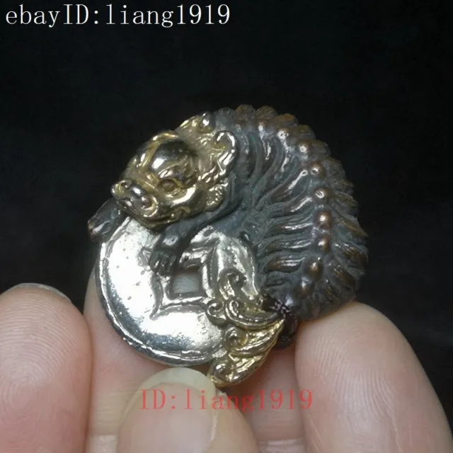 Chinese red copper Gilding Carving animal Pi Xiu Statue Pendant Gift Collection