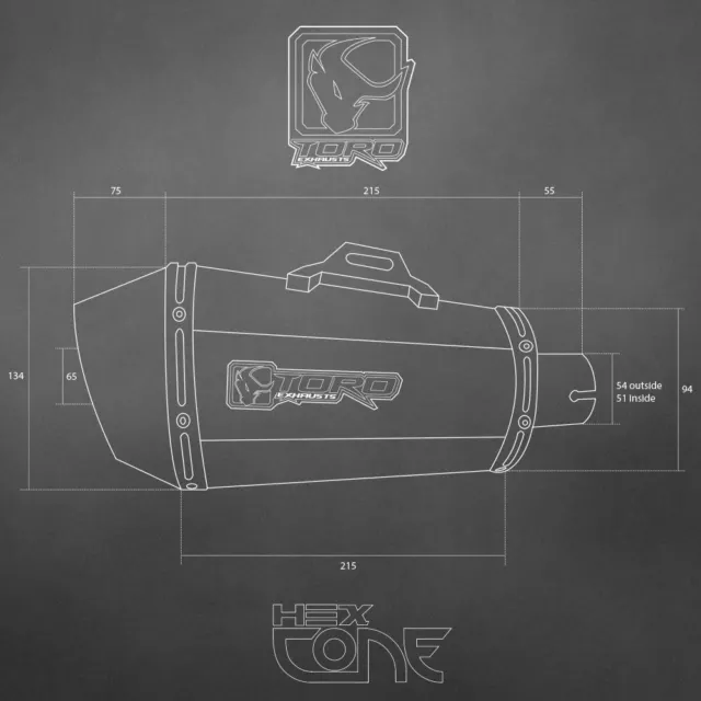 Toro Universal Sechskant Doppelschalldämpfer, matt Carbon für 51 mm Klemme passend 2