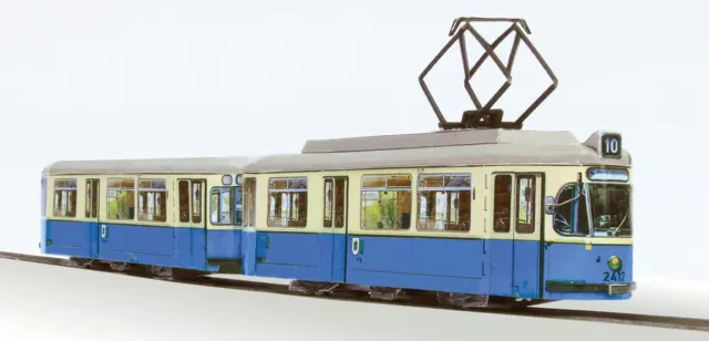 Straßenbahn H0 Modell Karton Bausatz, M-Wagen München ohne Werbung ,  1:87