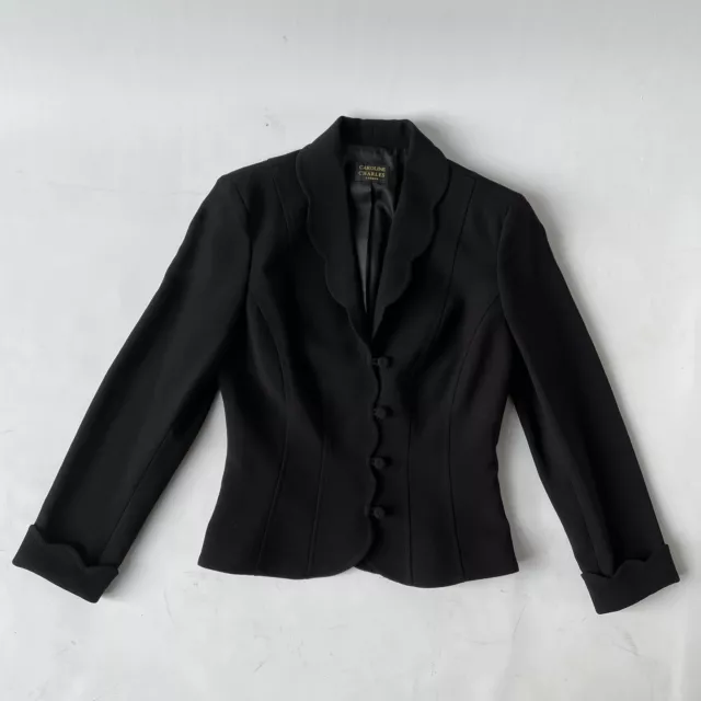 Caroline Charles Size 8 Black Scalloped Jacket