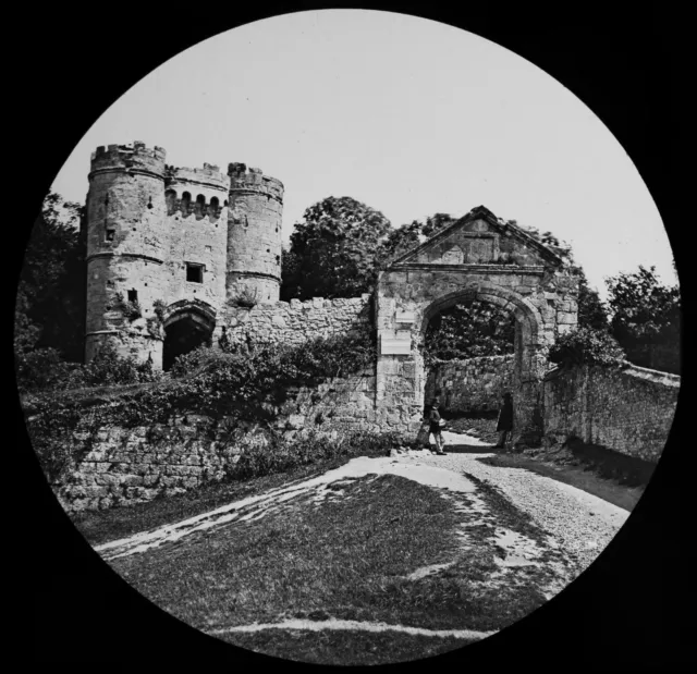 CARISBROOK CASTLE EINGANG C1890 FOTO Magic Latern Rutsche ISLE OF WIGHT