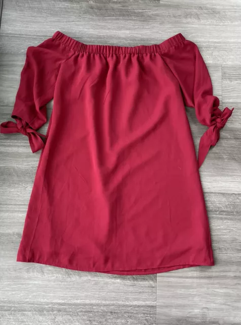 TOBI Maroon Mini Dress XS Off The Shoulder Half Sleeve