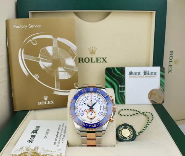 ROLEX 44 mm oro rosa 18kt e SS YachtMaster II mani blu 116681 SANT BLANC EUR 18.450 36 PicClick IT