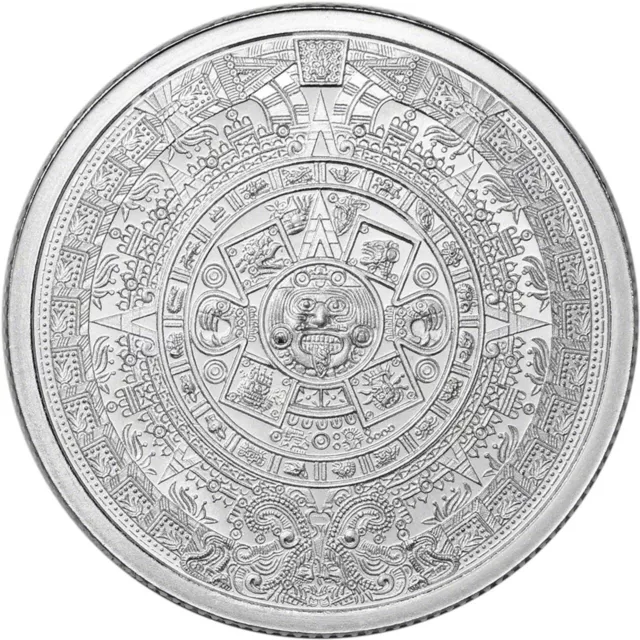 Pure Silver .999 Bullion - Mexico Aztec Calendar Mayan-  1/4 oz round coin