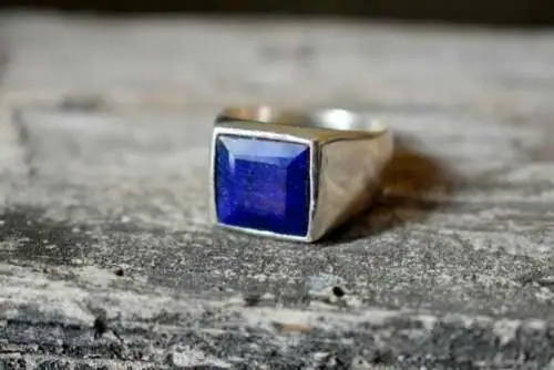 925 Argent Sterling Naturel Bleu Lapis Lazuli Pierre Homme Cadeau Bague pour Lui