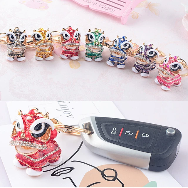 Chinese Traditional Festival Rotated Dance Lion Keychain Men Car Crystal Ke GAIR