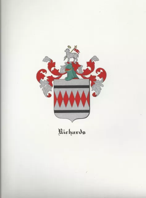 *Great Coat of Arms Richards Family Crest genealogy, would look great framed!