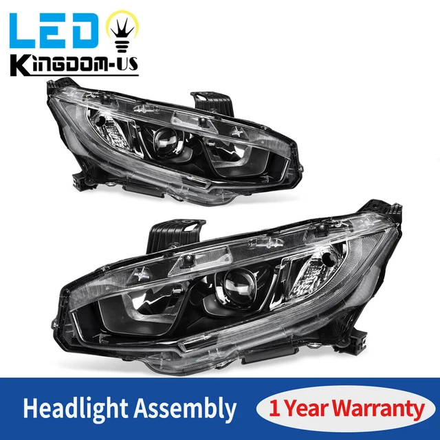 FOR 20162021 HONDA Civic LED DRL Black Projector Headlights Assembly
