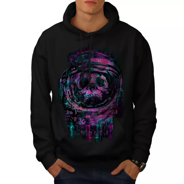 Wellcoda Skull Astronaut Space Mens Hoodie, Evil Casual Hooded Sweatshirt