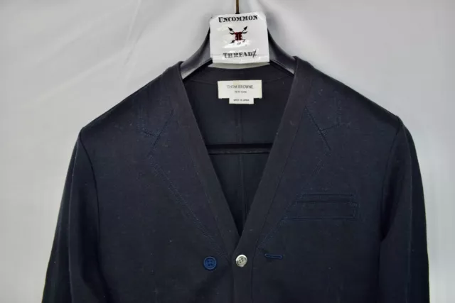 New Thom Browne Navy Blue Cotton Suit Funmix Cardigan Men's Size 2 Size Small S 2