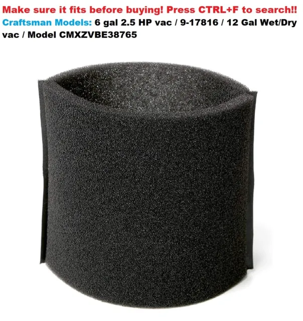 Wet and Dry Vacuum Foam Sleeve Fit For All Models Listed