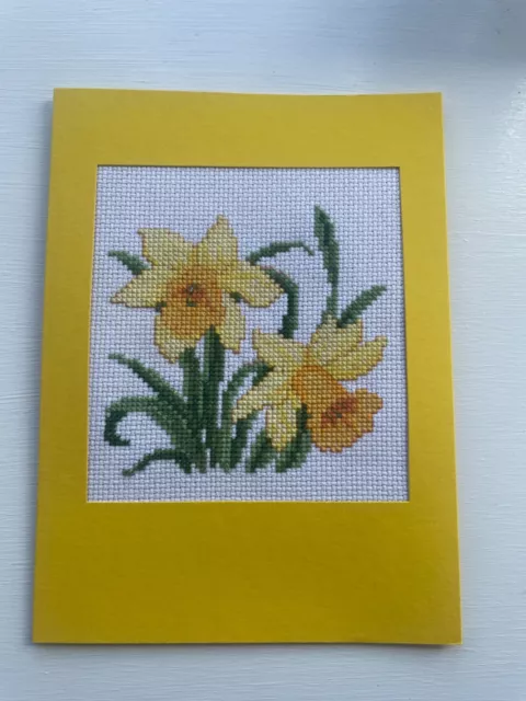 Completed cross stitch Large Card