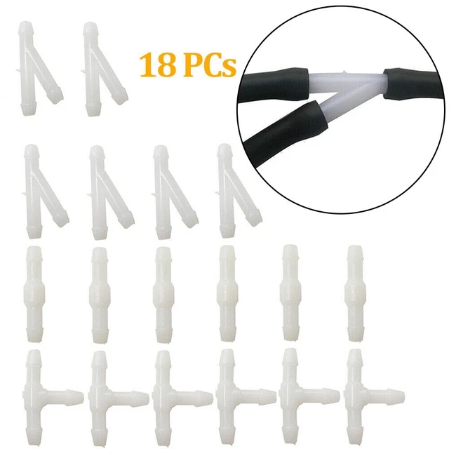18PCS Parabrezza Tergicristallo Ugelli Tubo Connettori T- /Y / I Tipo Splitter