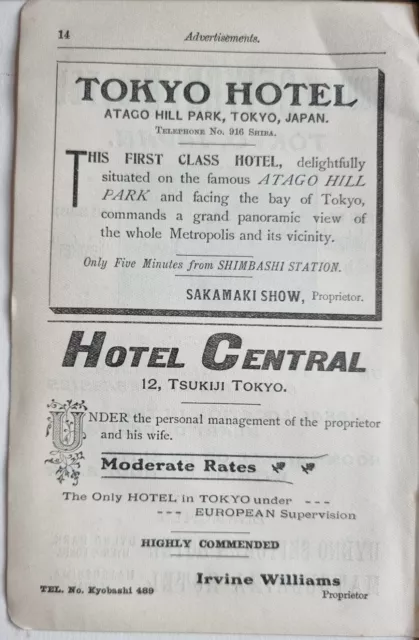 1913 Japan Tourist Print Advertisement Tokyo Hotel Atago Hill Park Central