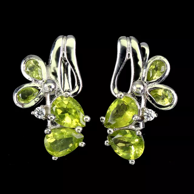 Nicht Erhitzt Birne Peridot 7x5mm Cz 14K Weiss Gold Platte 925 Sterling Silber