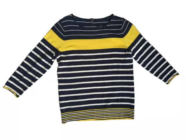 Talbots Knit Sweater Top Medium Women's Striped Blue Yellow Nautical