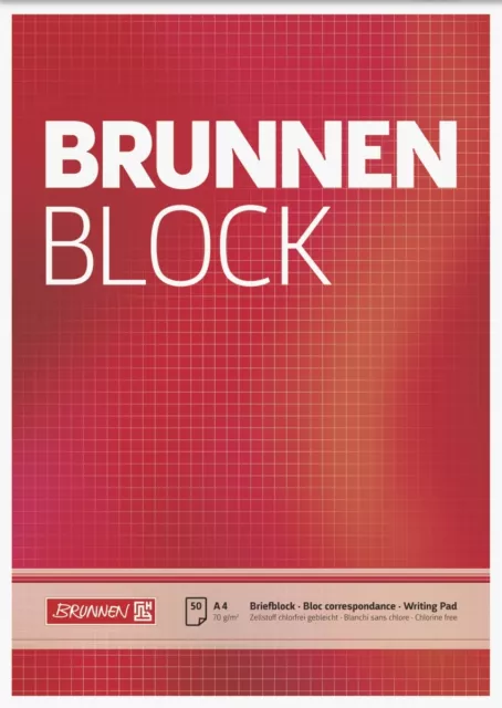 10 x Brunnen Briefblock Schreibblock Notizblock A4 kariert weiss 50 Blatt 70g