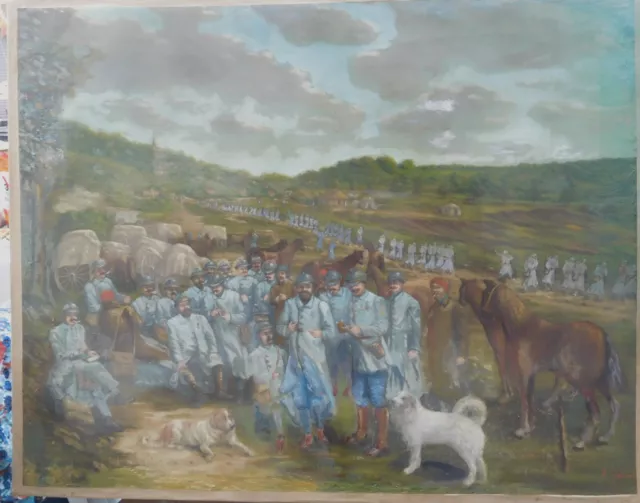 Tableau Huile Sur Toile Guerre 1914/1918 Ww1